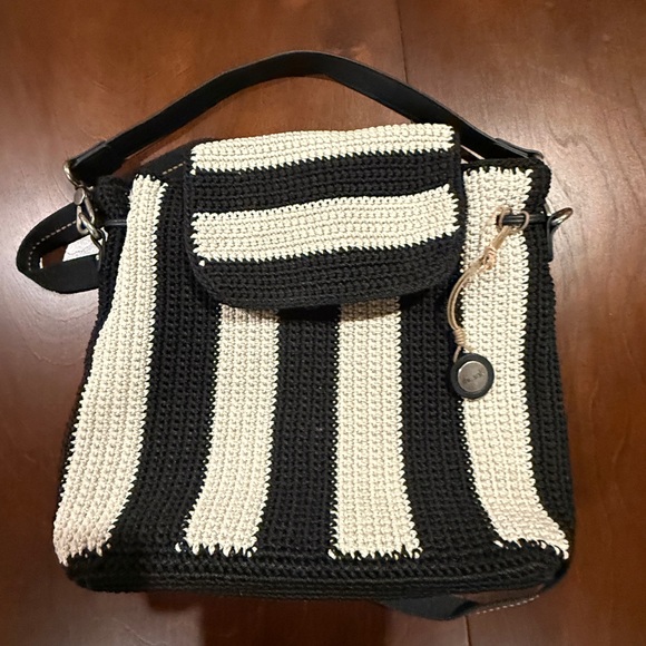 THE SAK Chic Black and White Striped Backpack - Picture 2 of 10